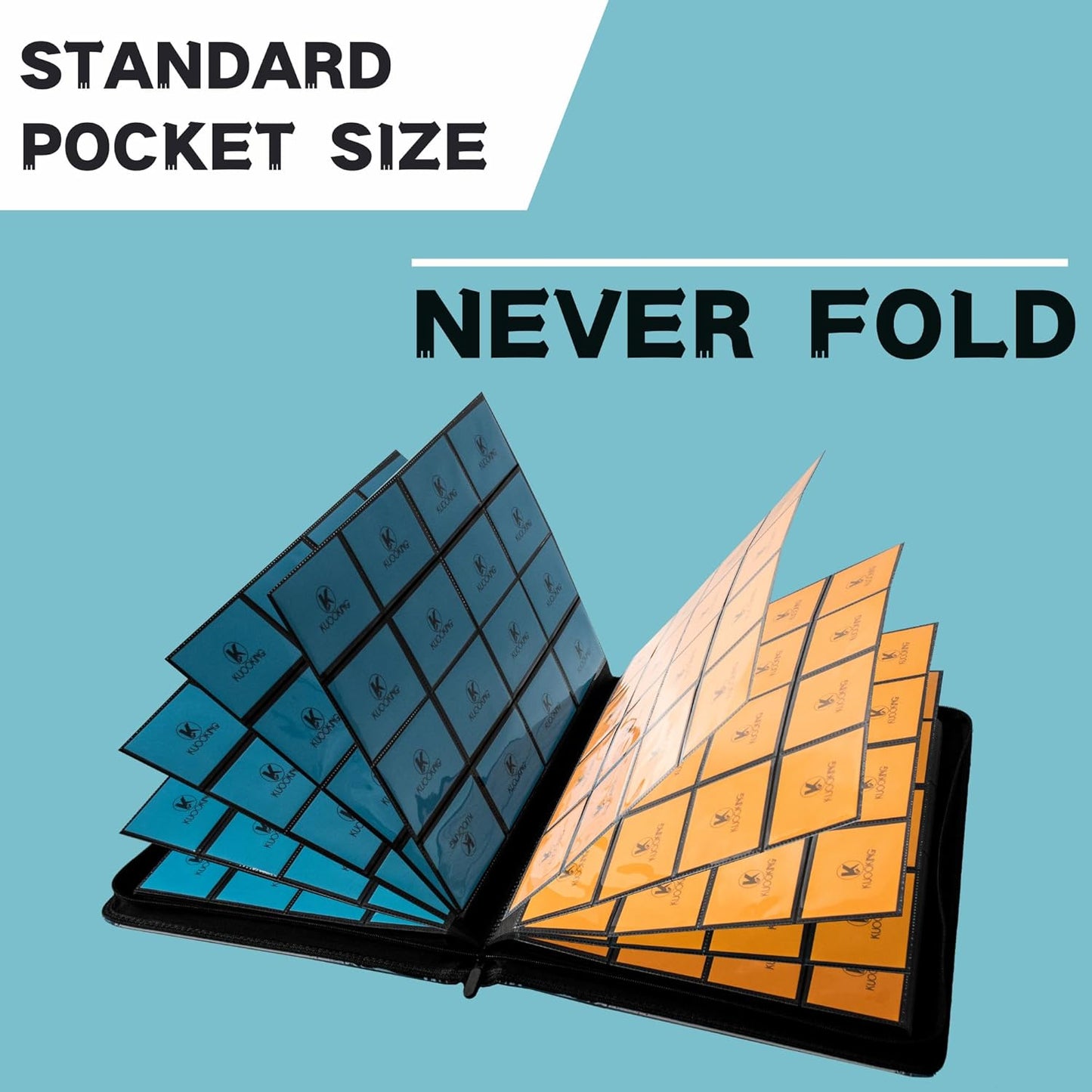 1000+ Pockets Trading Card Binder, 16-Pocket Card Ablum Compatible with MTG,Sports Cards & Other Standard Size Trading Cards (LIGHT BLUE)