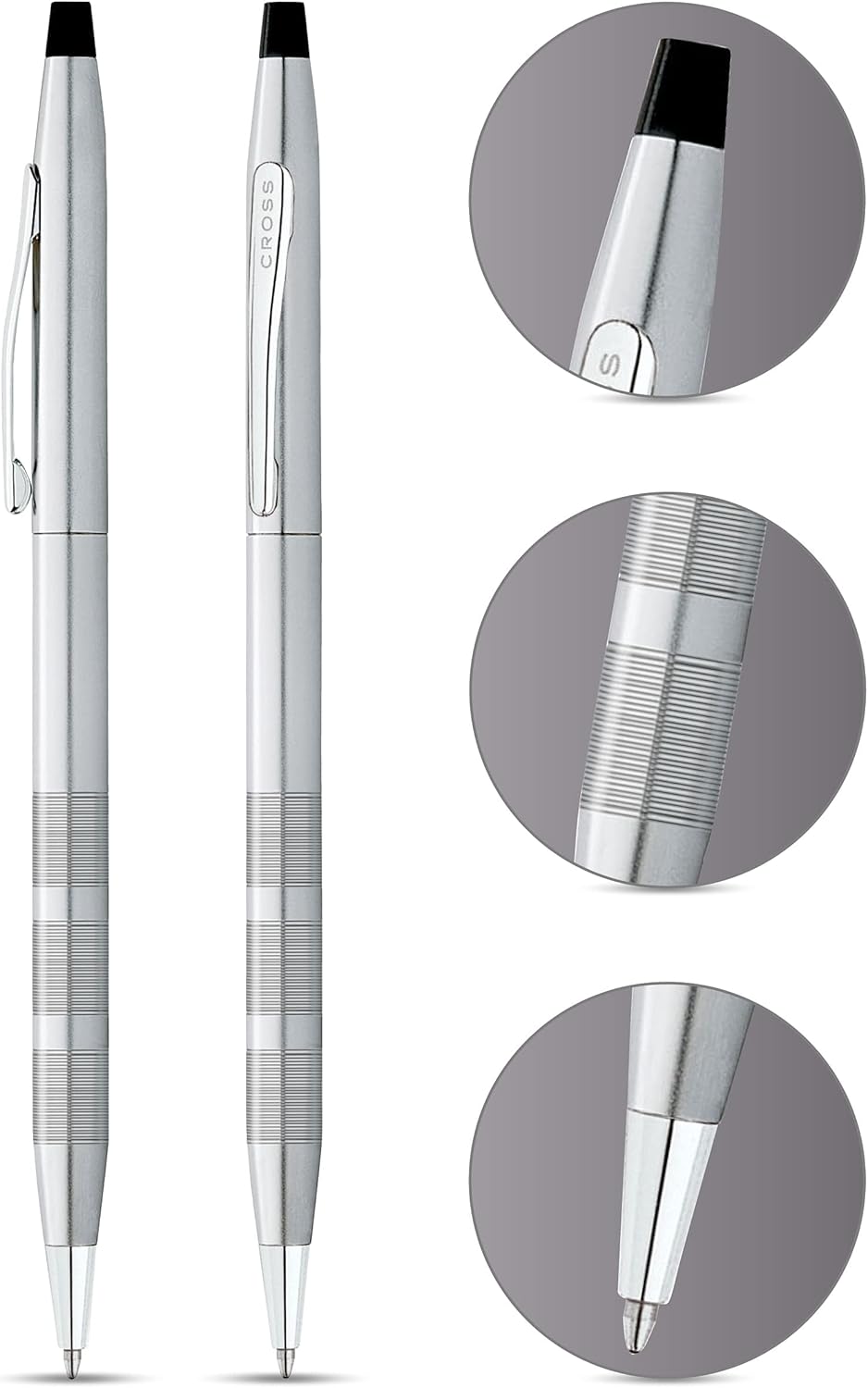 Cross Classic Century Refillable Ballpoint Pen Presented in a Luxury Gift Box - Medium Point, Black Ink, Brushed Chrome