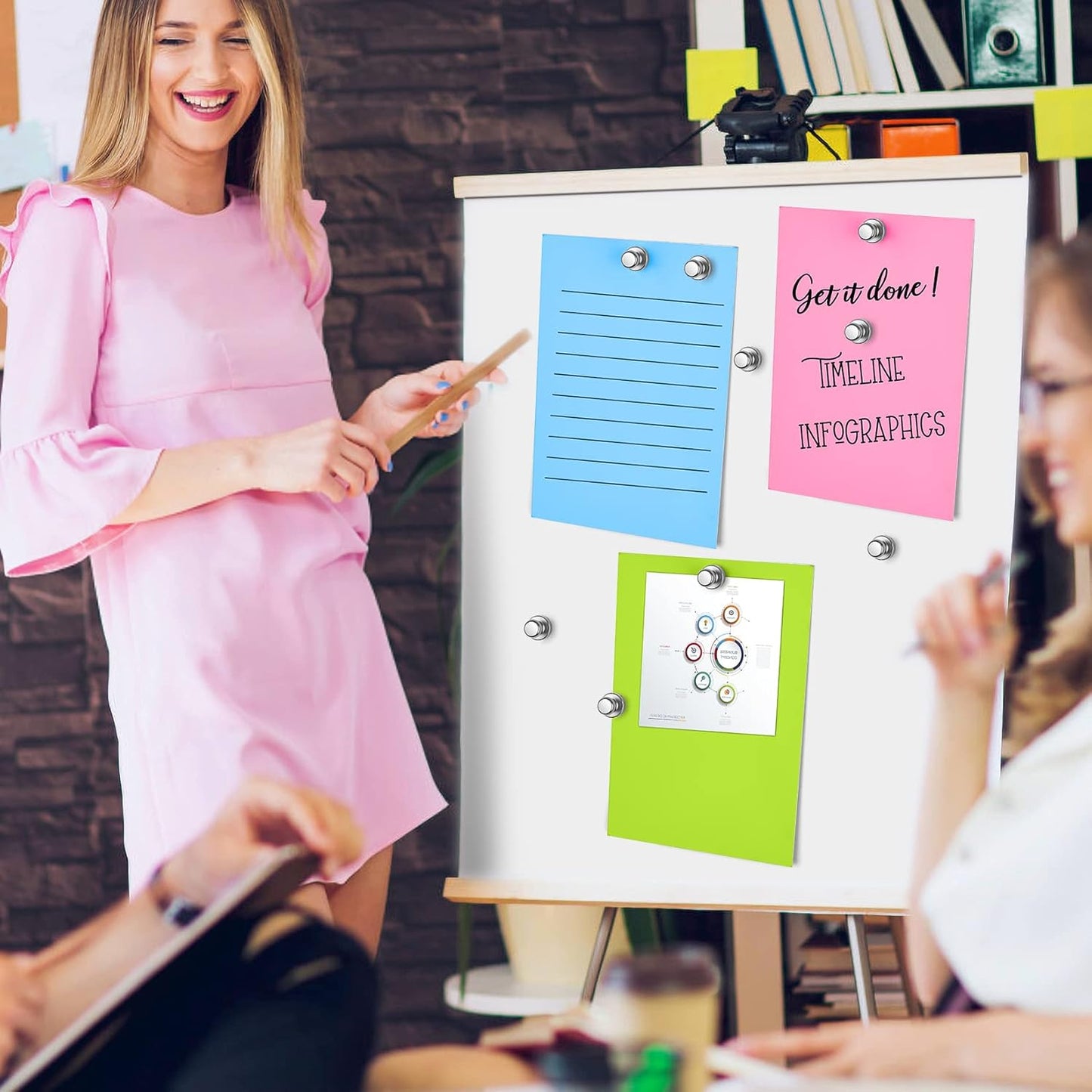 20 Pack Magnetic Push Pins, Silver Strong Fridge Magnets, Whiteboard Magnets, Refrigerator Magnets Strong, Dry Erase Board Magnets for Fridge, Whiteboard, Office, Classroom, Kitchen, Map