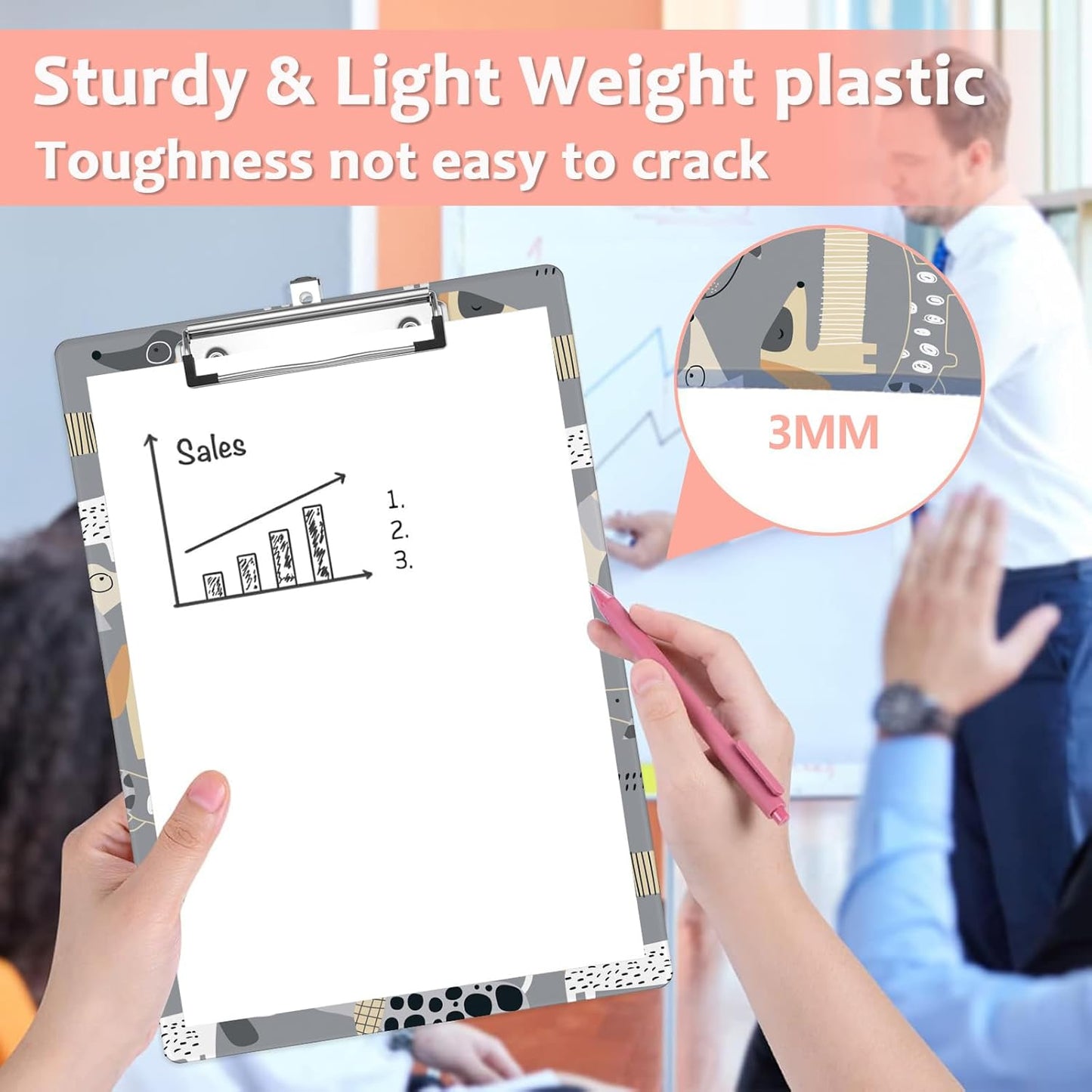 Funny Dachshund Plastic Clipboards,Cute Fashion Clipboard Decorative 8.5" x 12.5"Standard A4 Size Clipboards,Acrylic Clipboard for Teacher,Social Worker,Students,Nurse,Office Supplies