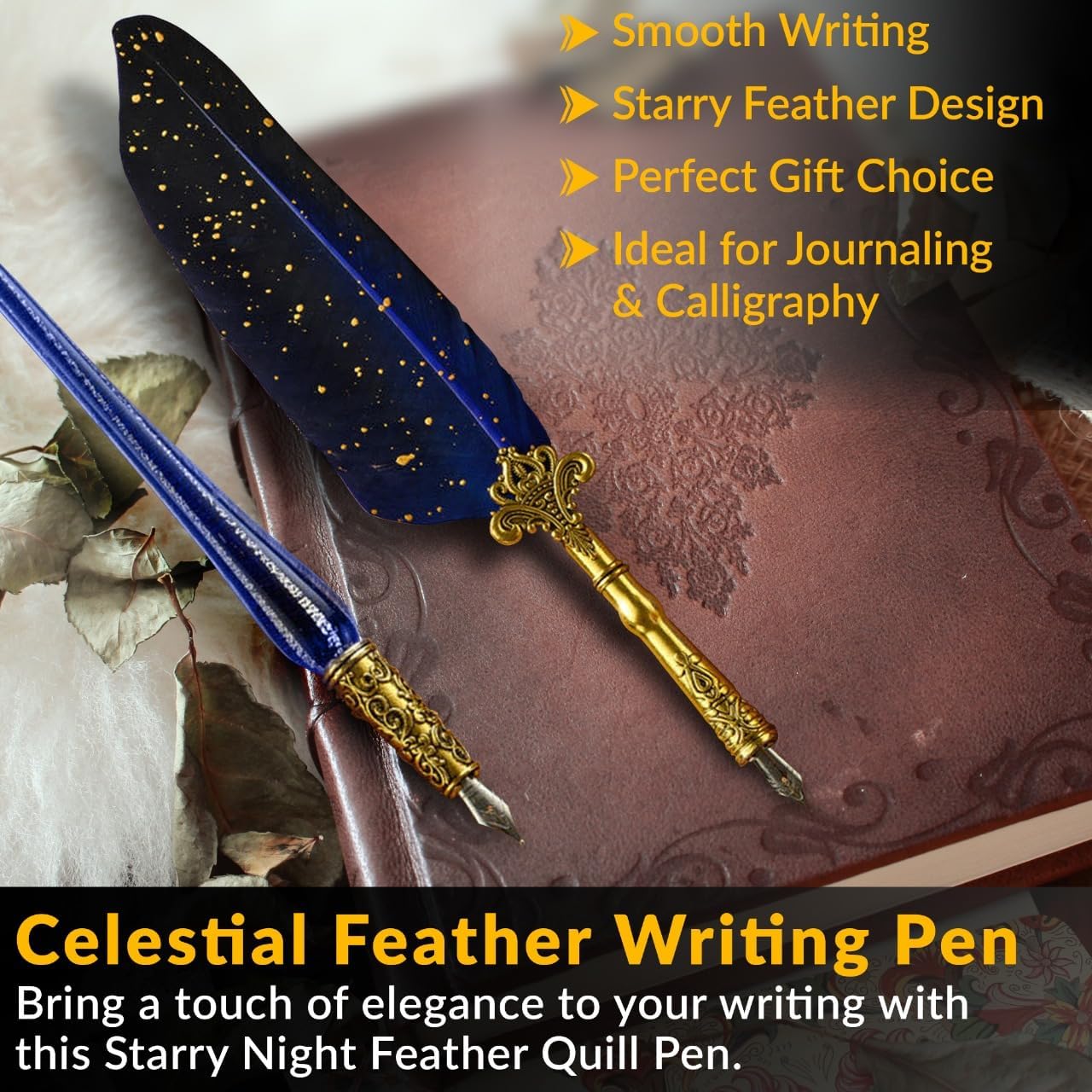 CASA BRAVA Vintage Calligraphy Set with Pen Nibs, Quill Feather Pen and Ink Set, Calligraphy Kit with Dip Pen Nibs and Wax Seal Stamp Kit, Ornate Holders, Gift Box