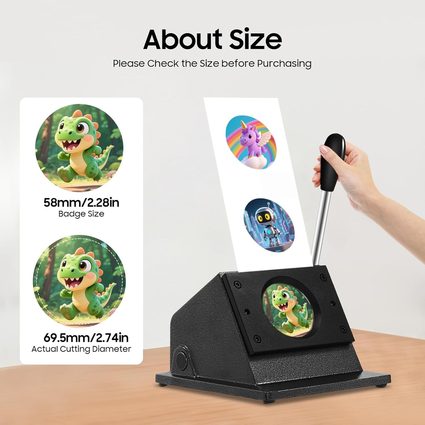 2.28" /58mm Button Paper Cutter, Button Pin Maker, Circle Punch, Manual Circle Cutter for DIY Button Making Scrapeboards Cardstocks Cutting