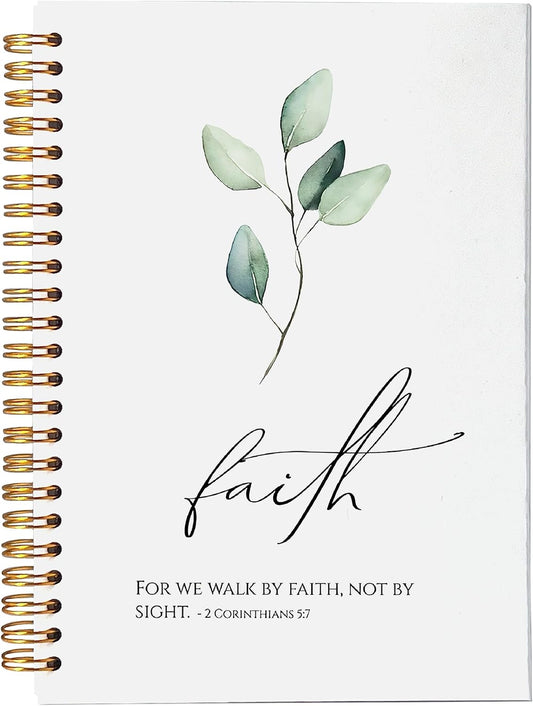 VNWEK Bible Scripture 2 Corinthians 5:7 For Me Walk By Faith Not By Sight Spiral Notebook Journal 5.5 X 8.3 Inches,Christian Lined Hardcover Spiral Notebook,Christian Gifts For Women Men Faith Teens