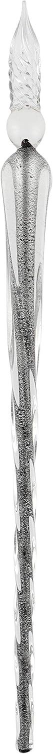 Hand-blown Crystal Glass Dip Pen for Writing, Drawing, Signatures, Hand Lettering and Art, Includes Pen Rest and Black Ink - Gift Box Set - Graphite