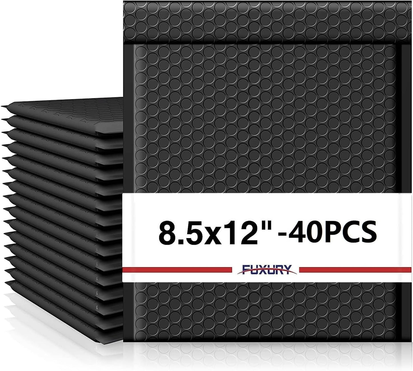 Fuxury Black Bubble Mailers 8.5x12" 40 Pack Medium Padded Envelopes Opaque #2 Bubble Mailer Usable Size 8x11" Thick Padded Mailers for Small Business Mailing Books Clothes Makeup Supplies