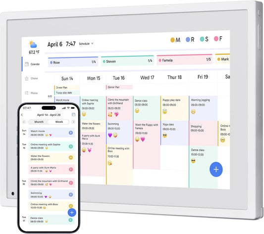 Dragon Touch 10.1 inch Digital Calendar Chore Chart – Interactive Touchscreen, Smart Family Planner, Hearth Display Desk Digital Calendar Seamless Scheduling