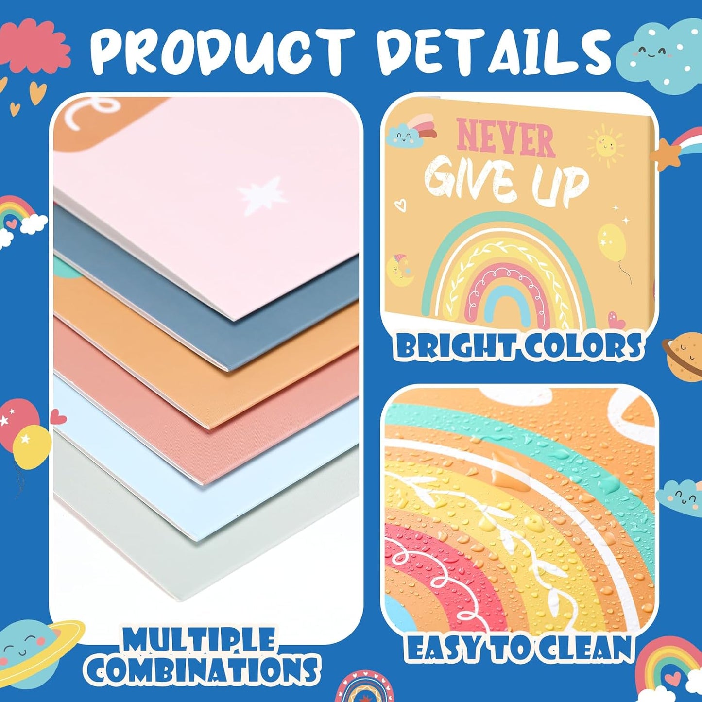 Honoson 24 Pcs Bulk Inspirational Privacy Folders for Students Cardboard Test Privacy Boards Motivational Words Desk Dividers Shield for Classroom School Study Supplies, 6 Styles (Boho)