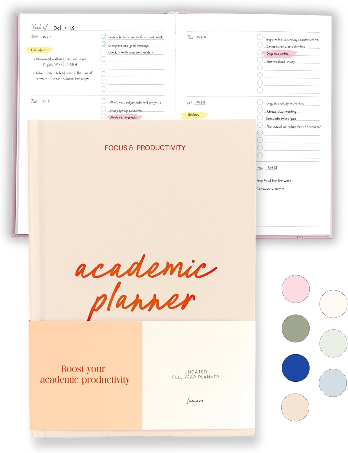 Lamare Academic Planner 2025-2026 – Undated Weekly College Student Planner 2025-2026 For Homeschool, High School, College & Nursing Students