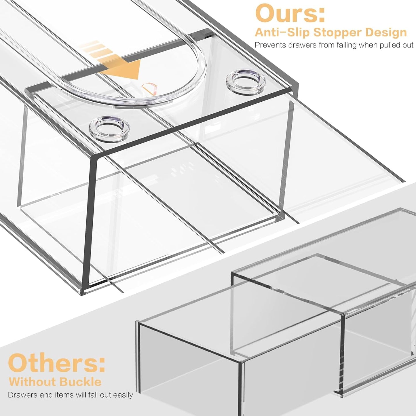 Desk Organizer with 7 Drawers, FODIENS 7 Packs Acrylic Stackable Desktop Storage Drawers Makeup Organizer, Clear Craft Storage Box Cabinets for Office Vanity Countertop Bathroom Bedroom