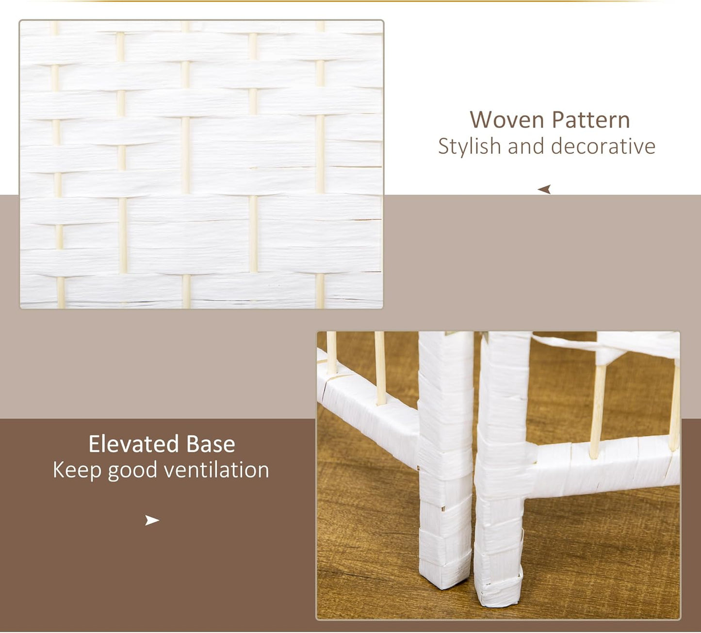 HOMCOM 3 Panel Room Divider, Folding Privacy Screen, 5.6' Room Separator, Wave Fiber Freestanding Partition Wall Divider, White