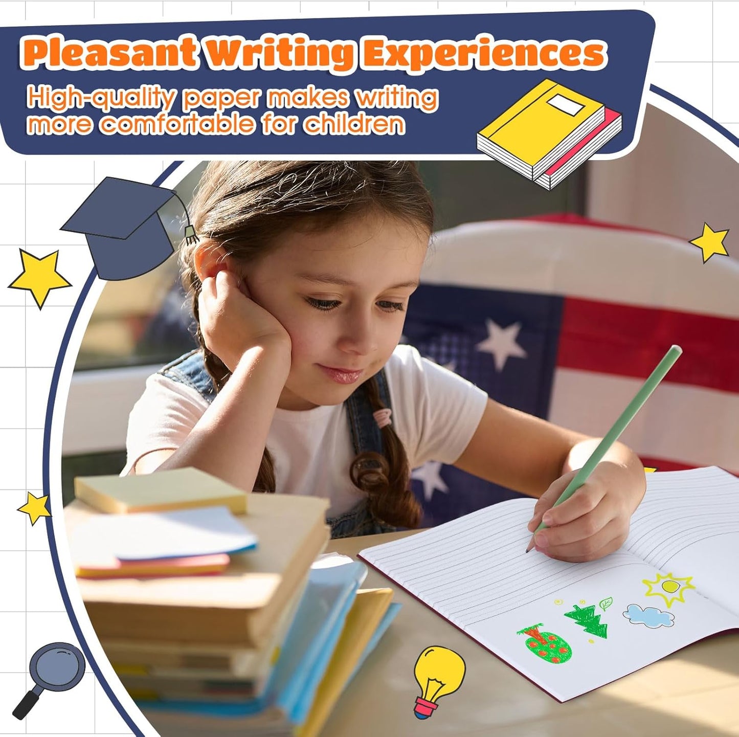 Henoyso 12 Pcs 120 Pages Primary Composition Notebooks K-2 9 3/4 x 7 1/2 Inch Journals Primary Journals Blank Books for Kids to Write Stories Kindergarten (Dark Color)