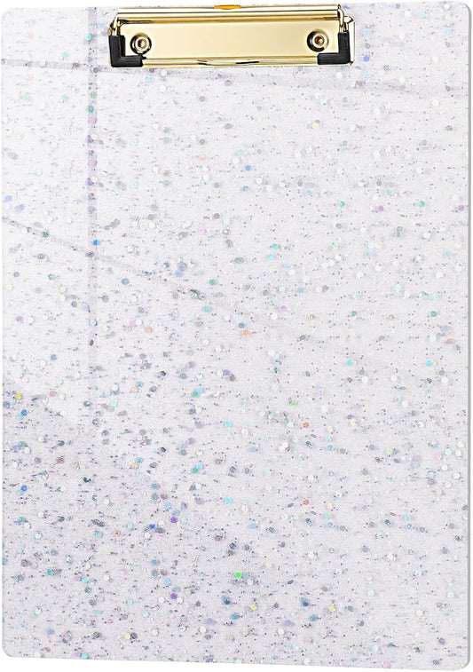 Hongri Plastic Acrylic Glitter Clipboard, 8.5x11" Stardard Letter A4 Size Clipboards for Classroom, Taecher, Women.Cute Confetti Clip Board, Office Supplies, School Supplies.