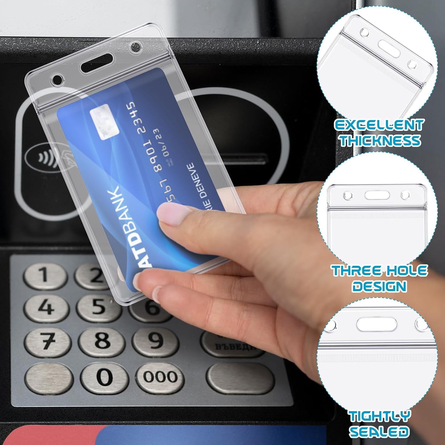 200 Pack Vertical ID Card Badge Holder Clear Plastic Sealable Waterproof Zip Name Tag for Work Office Nurse School