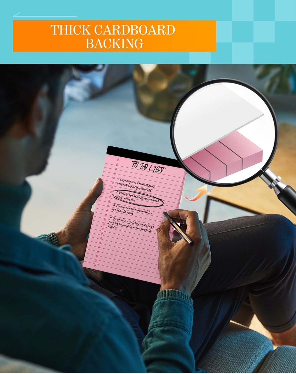 Colored Legal Pads 5x8, 4 Pack, Lined Note Pads 5x8 College Ruled, Note Paper 5x8, Pink Notebook Paper 5x8 Colored Notepads, Pink Legal Pads 5x8 Lined Paper, 80 GSM Pastel Pads of Paper, 30 Sheets/Pad