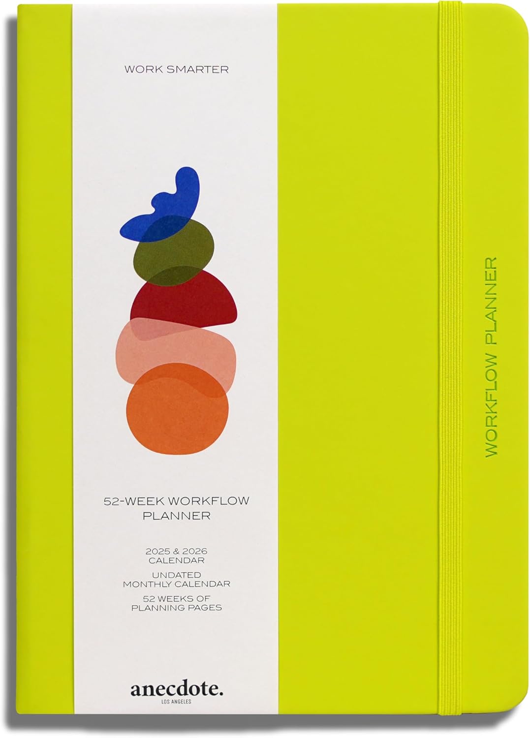 Anecdote 2026 Planner: 52 Week Daily Planner, Yearly, Monthly & Weekly Workflow for Planning Your Success – Vegan Leather Hardcover, Start Anytime & Achieve your Goals - Neon Yellow