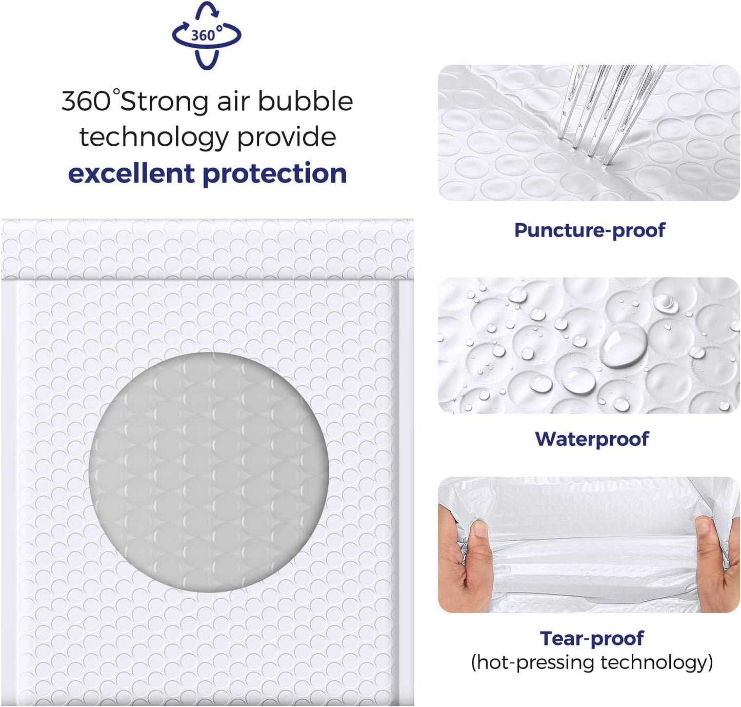 Fuxury White Bubble Mailers 8.5x12” 40 Pack Opaque Padded Envelopes Usable Size 8.5x11" Waterproof Bubble Envelopes Thick Padded Mailers for Small Business Mailing Books Clothes