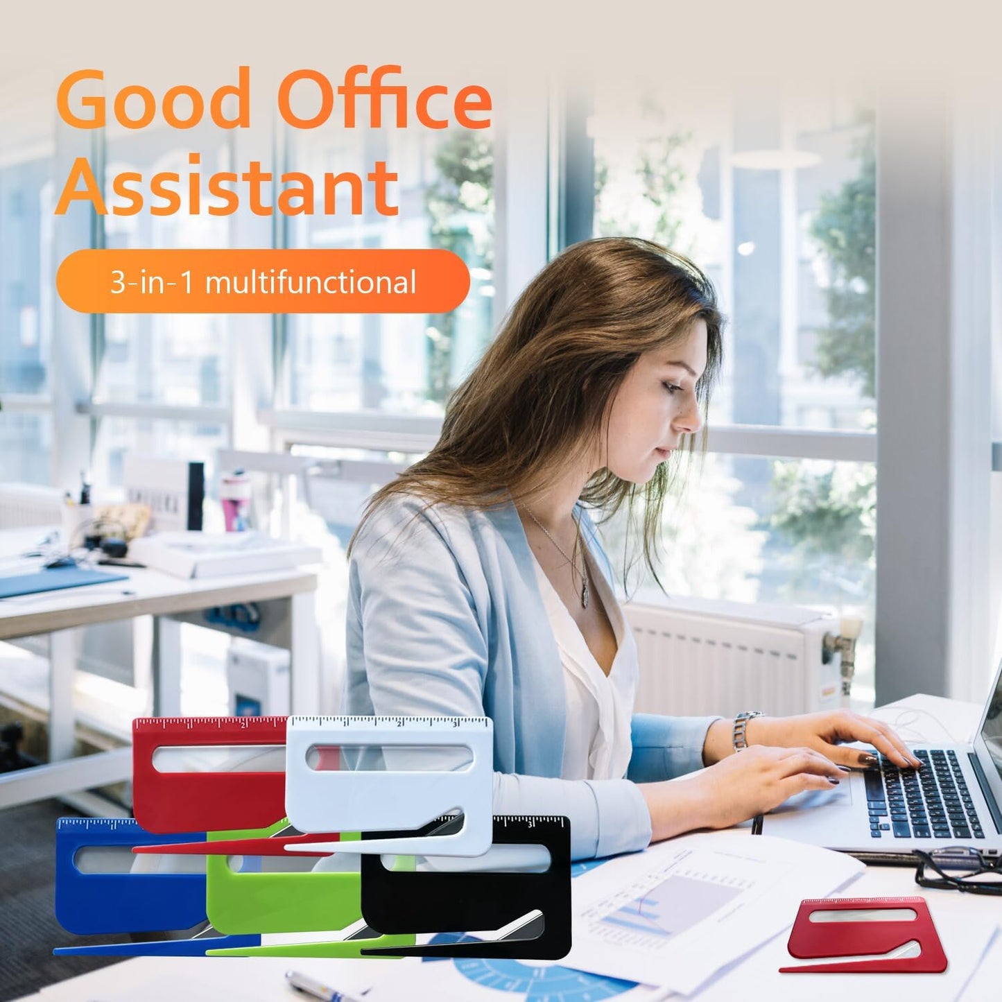 5Pcs Letter Opener Envelope Slitter,Mail Opener Tool,Envelope Opener Slitter,Envelope Opener for Office,Wrapping Paper Cutter with Hidden Blade, Package Opening Tool with Scale and Magnifying Glass