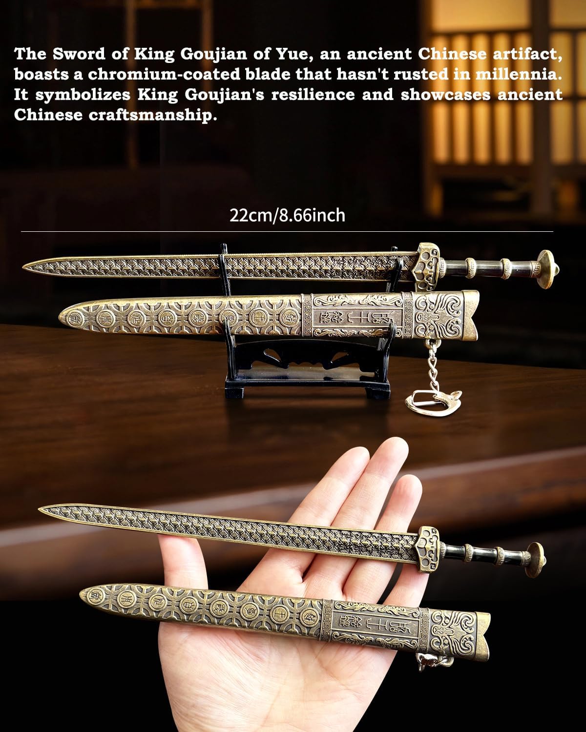 Ancient Sword Letter Opener with Sheath and Display Stand, Decorative Letter Opener Sword, Mail Open Tool Envelope Slitter