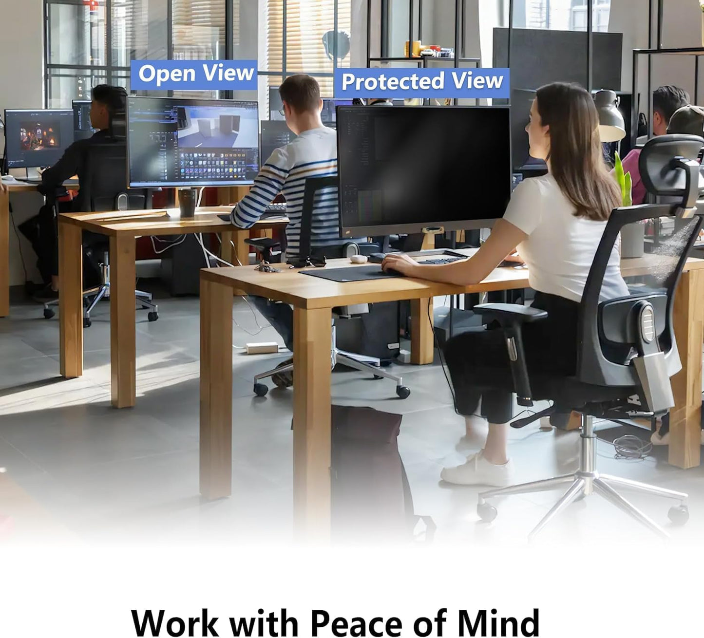 32 Inch Hanging Computer Privacy Screen Protector Shield Compatible for 16:9 Widescreen Desktop Monitor - Anti-UV & Blue Light Filter - Hanging Design for Easy On/Off