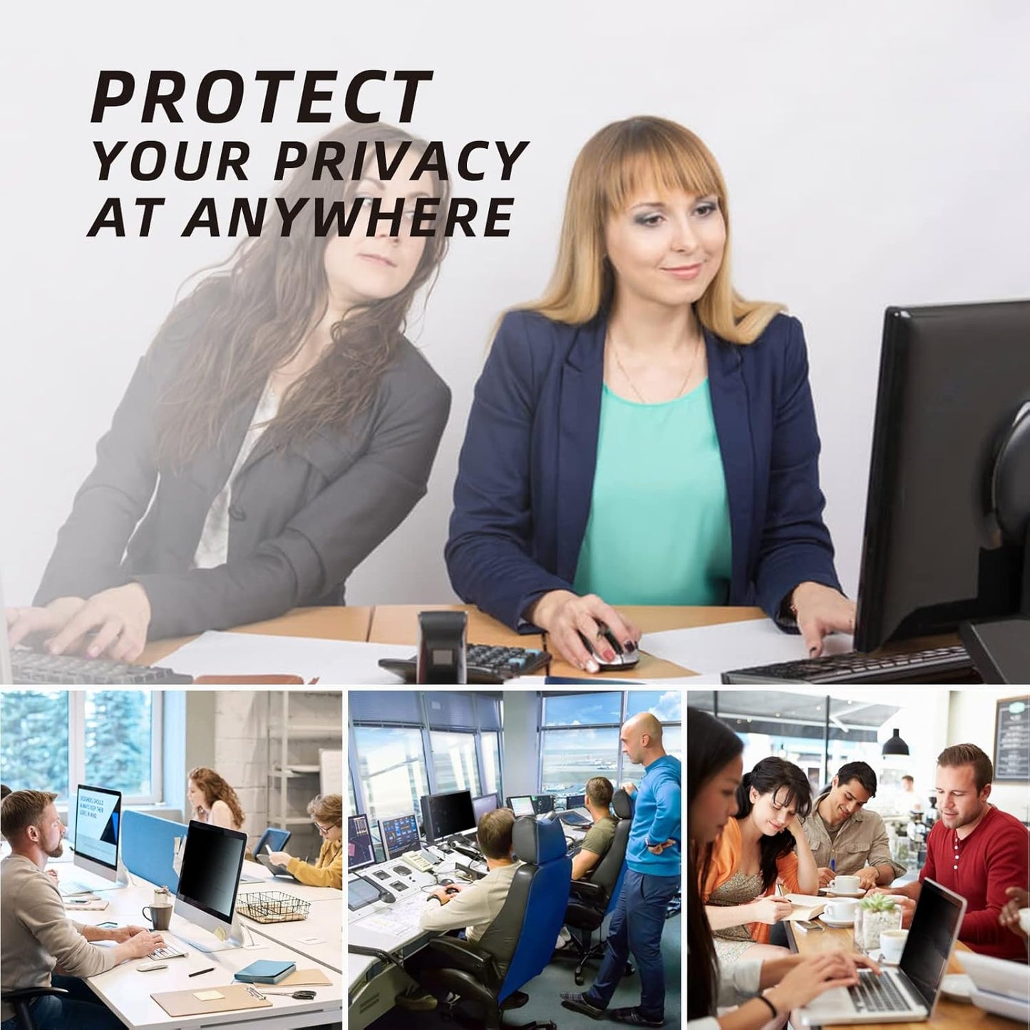 24 inch Computer Privacy Screen Filter - Suitable for 16:9 Aspect Ratio Widescreen Monitor - Blue Light Filter - Anti-Glare & Anti-Scratch Protector Film (24" Widescreen (16:9))