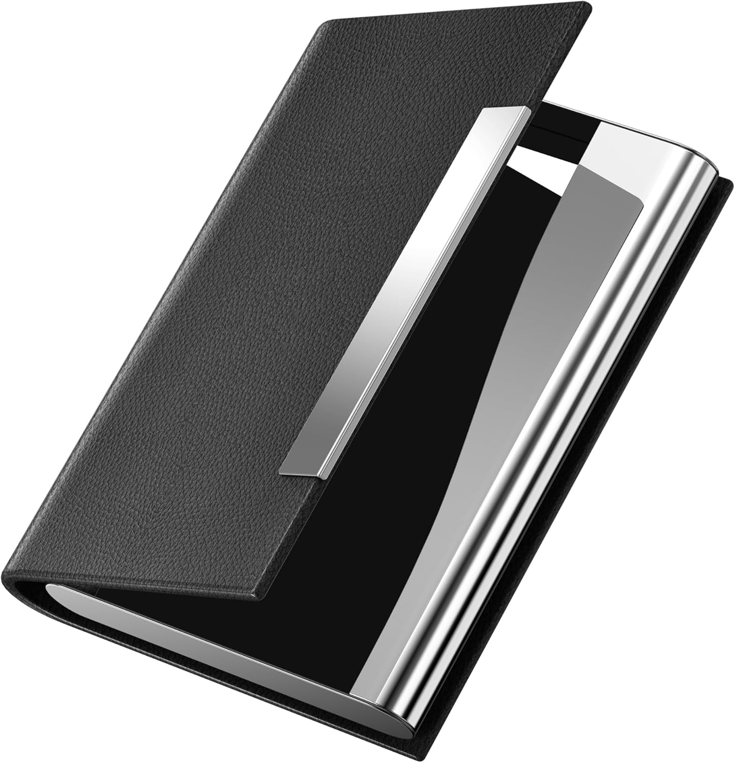 Padike Business Card Holder/ Case Professional PU Leather & Stainless Steel Multi Wallet Credit Card ID Case/Holder for Men & Women. (Black)