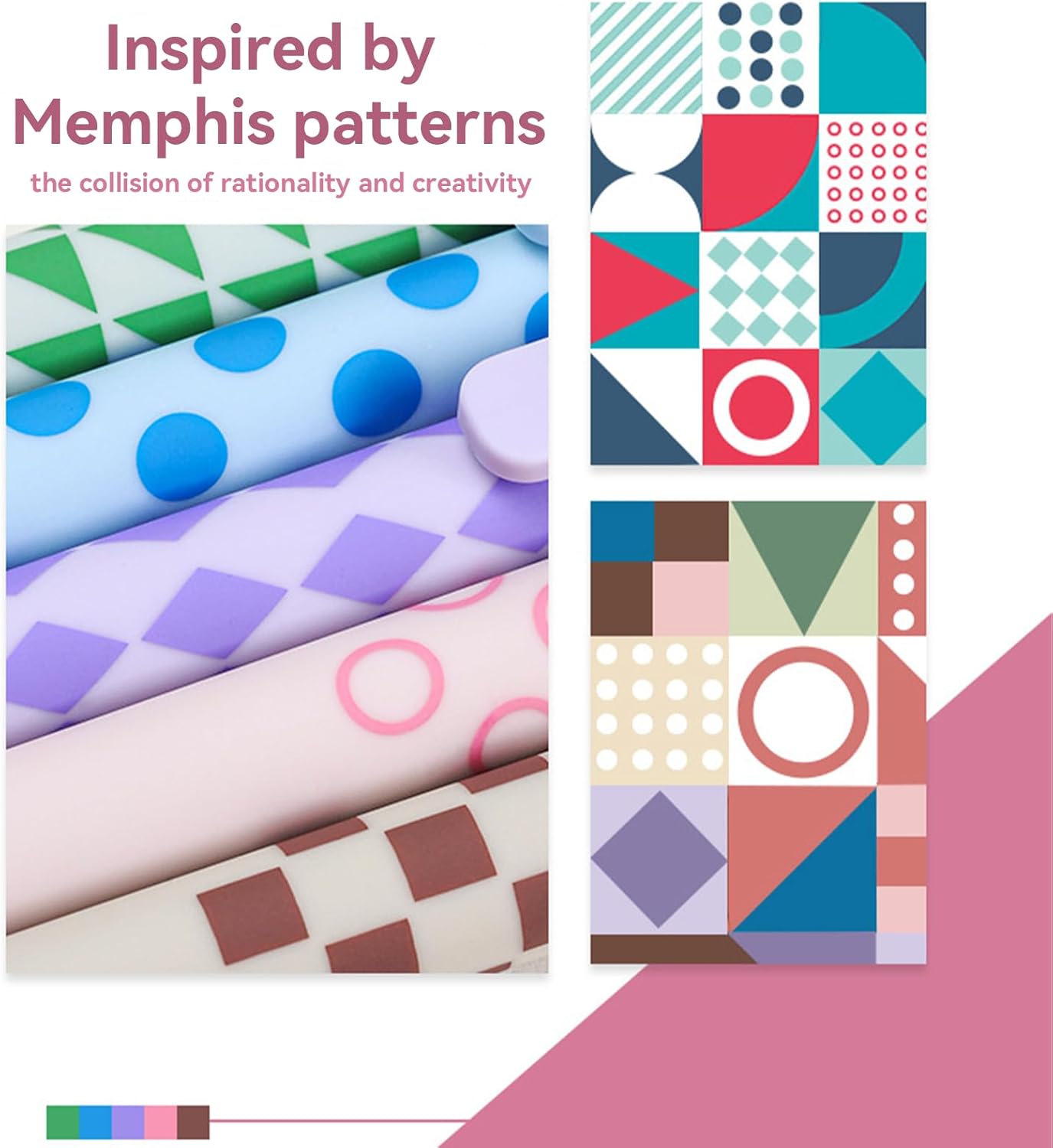 Gel Pens, 5Pcs 0.5mm Fine Point Pens With Smooth Wirting,Quick Dry Aesthetic Pens For Journaling, Ballpoint for Office School Supplies,Gifts for Women Men Student(Geometric Multicolor)