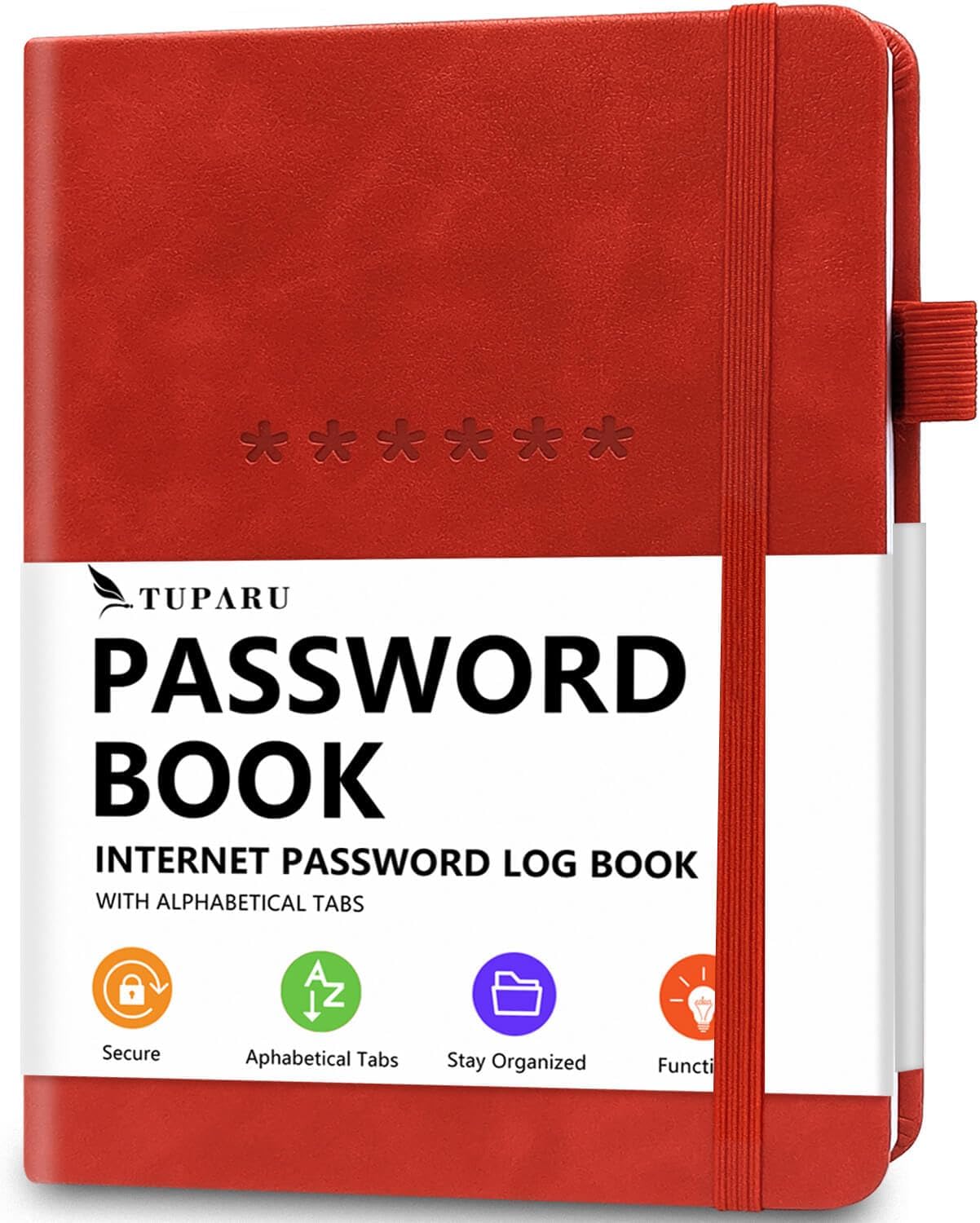 Password Book with Alphabetical Tabs – Hardcover Internet Address & Password Organizer – Password Keeper Notebook for Computer & Website – 7x 10" Log-in Password Journal w/Thick Paper (Red)