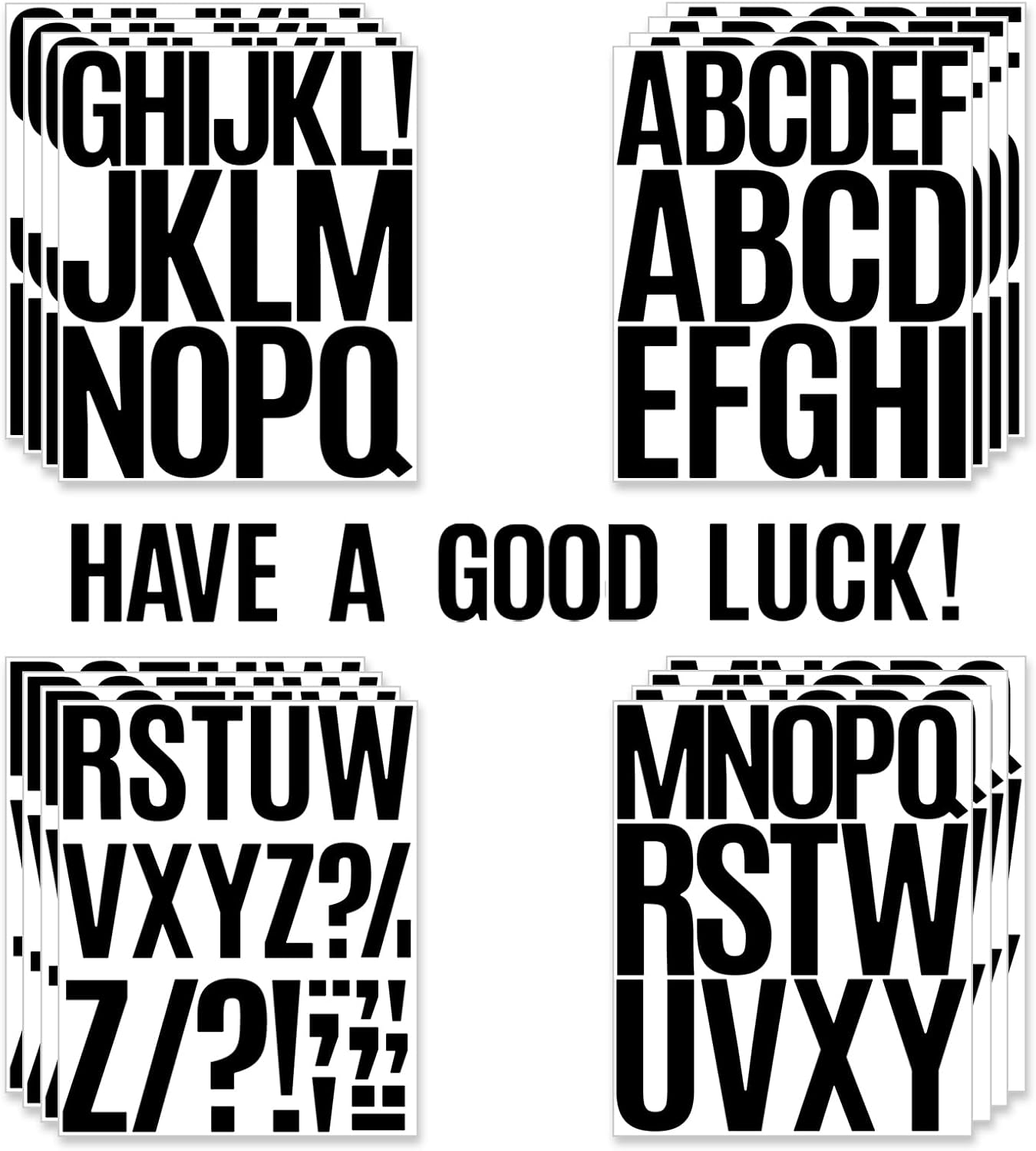 16 Sheets Black Letter Stickers Large 3+4 Inch, Big Vinyl Alphabet Letter Stickers Waterproof, Black Capital ABC Decals Labels for Mailbox Poster Bulletin Board Signs Classroom Office DIY Crafts Art