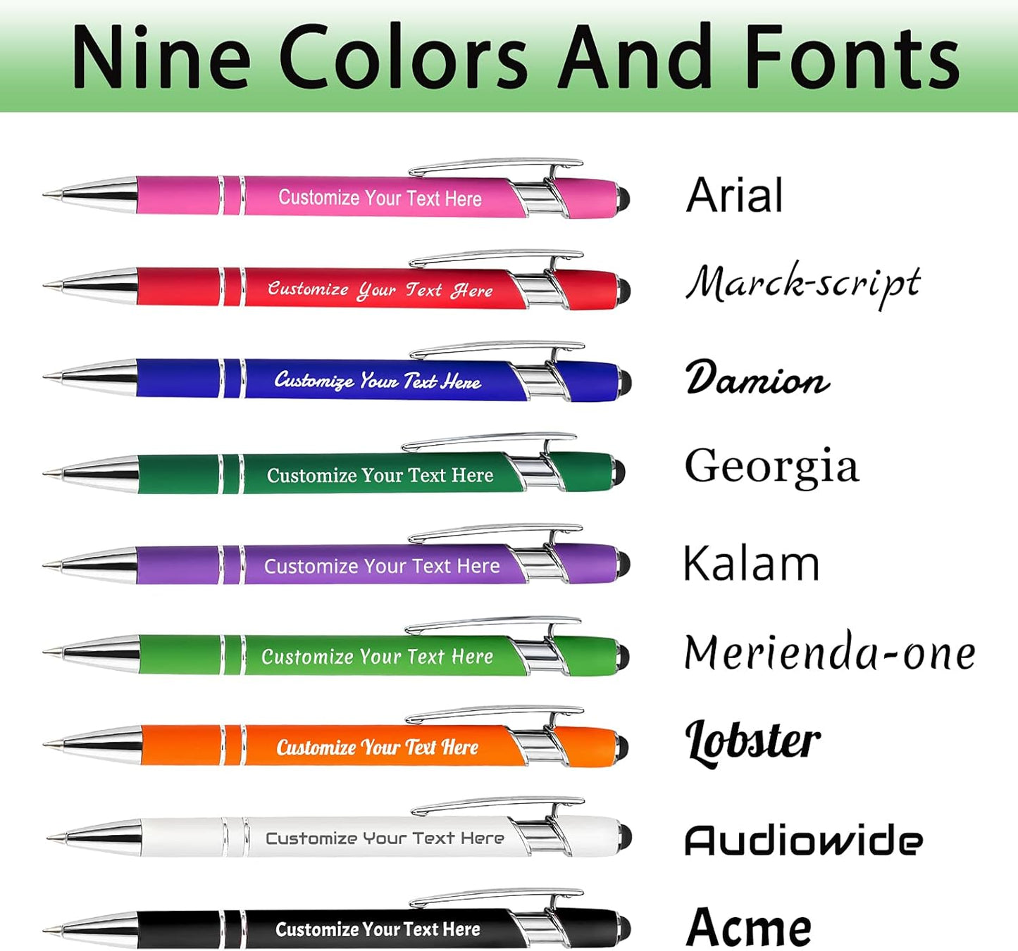 Max 500 Pcs Personalized Pens Bulk, Custom Pens with Free Engraving, Customized Stylus Tip Ballpoint Pen with Your Name Massage Text for School Office Business Graduation Anniversaries-400 Packs