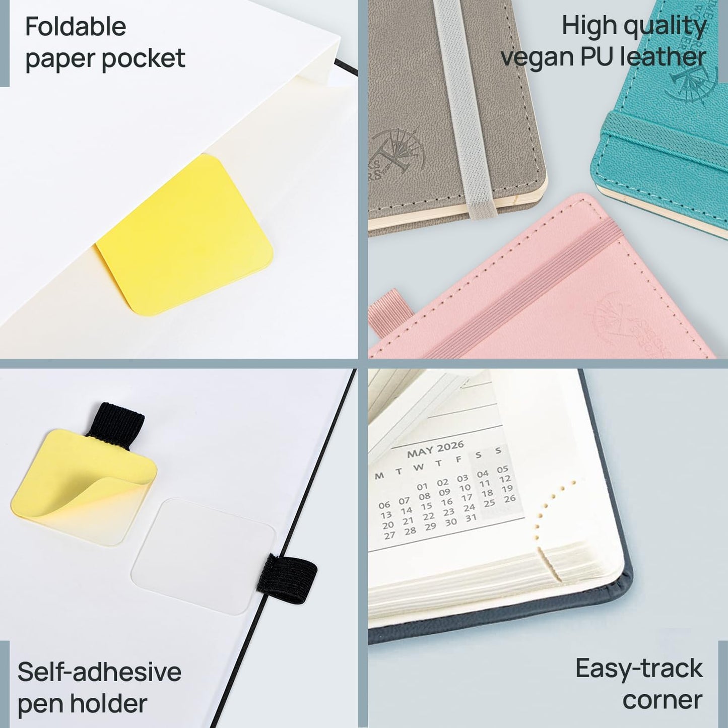 POPRUN Monthly Planner 2026-2027 (Large- 8.5" x 10.5" Soft Cover), 18-Month Calendar Book (Jan.2026 - Jun. 2027), Calendar Planner with Monthly Tabs & Pocket, 100 GSM Paper - Pink