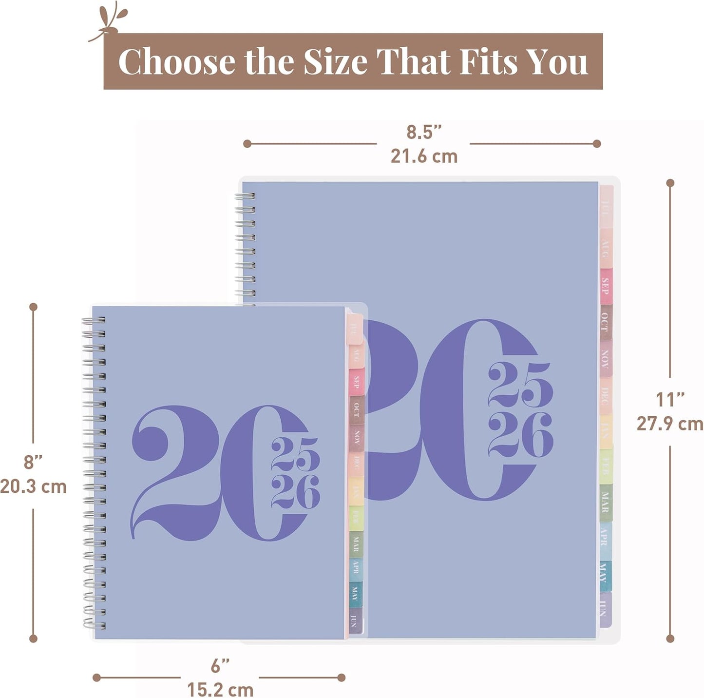 Rileys Academic Planner 2025-2026, Daily, Weekly & Monthly Planner, July 2025 - June 2026, Student Notes Pages, Twin-Wire Binding, Weekly Agenda for School & Work (8.5 x 11-Inches, Blue, Typographic)
