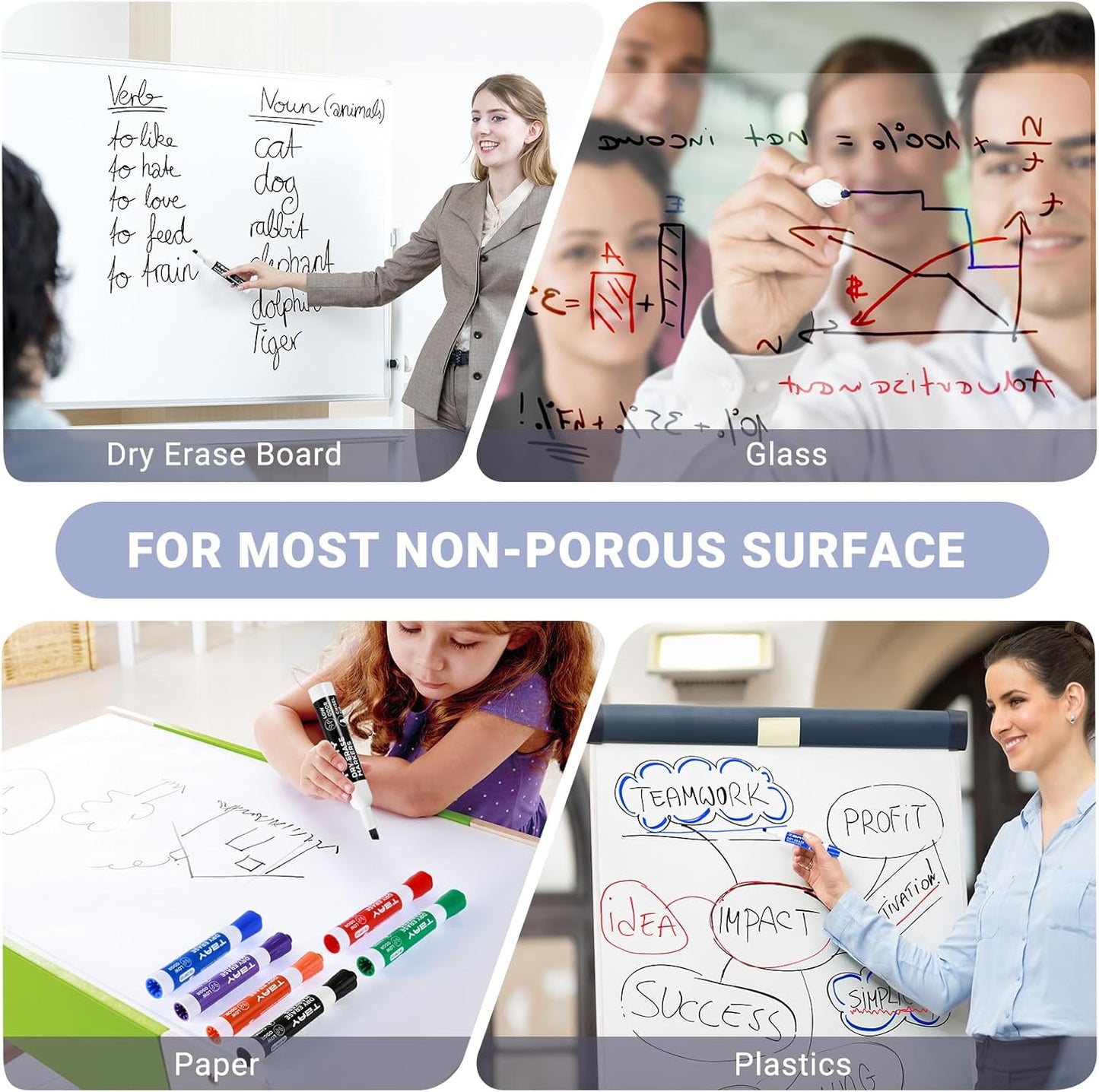 Tbay Dry-Erase Markers - 36 Counts, Chisel Tip Whiteboard Markers for Office/School Supplies, Low Odor, 6 Assorted Colors