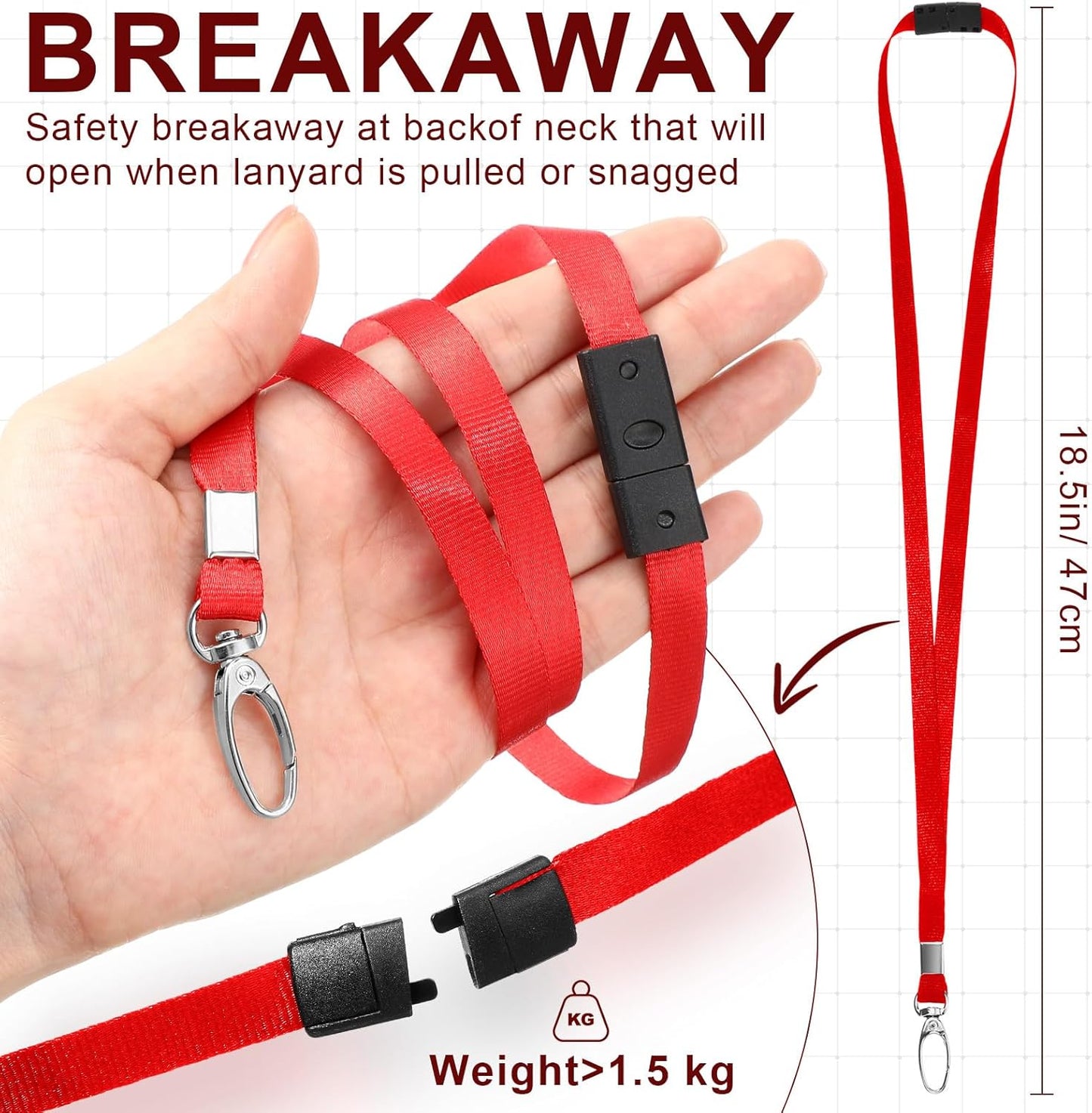 Harloon 150 Pcs Lanyards Breakaway Bulk Neck Flat Lanyard with Detachable Buckle and Clip Swivel Hooks for Badge Holder