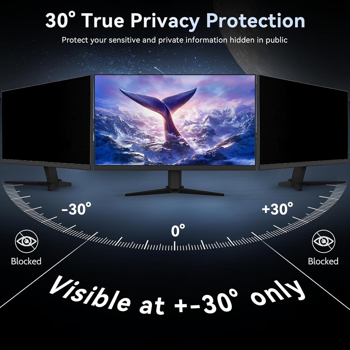 [2024 New] Fully Removable 24 Inch Privacy Screen Filter for 16:9 Widescreen Computer Monitor,Desktop PC,Eye Protection Anti Glare Blue Light Filter Privacy Shield,Anti Spy Screen Protector Film 24 In