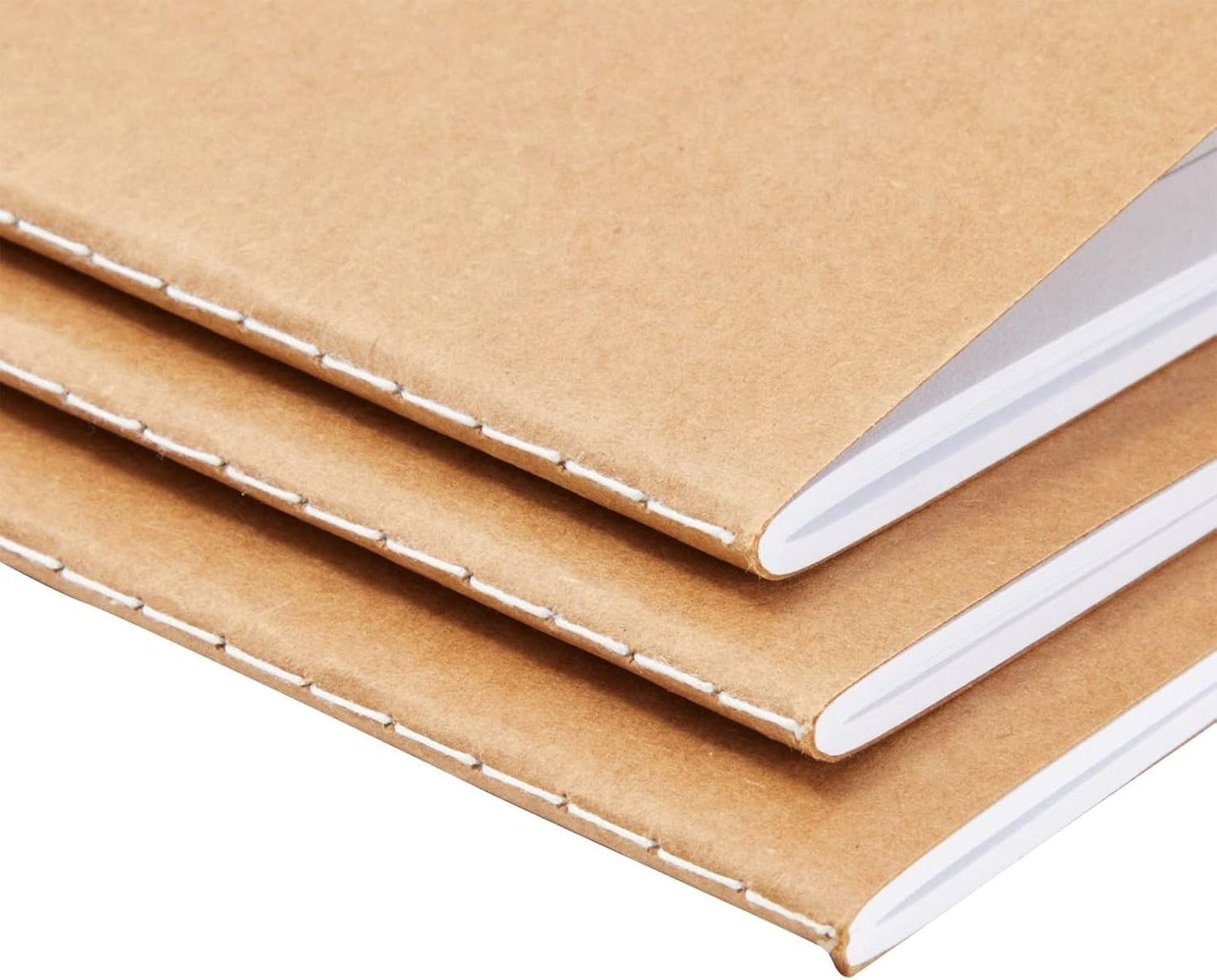 Paper Junkie Journaling Notebooks - 4 x 8 In, Brown Kraft Cover, Pack of 24, 80 Pages, Thread-Bound - Journals for Writing - Portable Travel Notebook & Mini Sketchbook