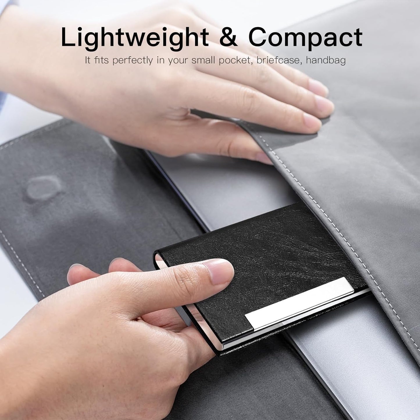 Padike Business Card Holder, Faux Leather Wallet with RFID Protection, V-Black, Unisex