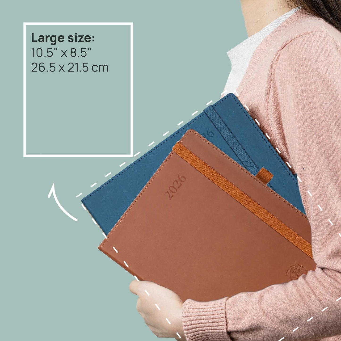 POPRUN Monthly Planner 2025-2026 (Large- 8.5" x 10.5" Soft Cover), 18-Month Calendar Book (Jul.2025-Dec.2026), Calendar Planner with Monthly Tabs & Pocket, 100 GSM Paper - Pink