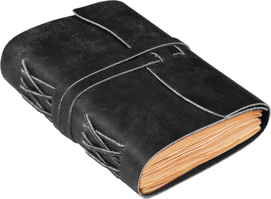 LEATHER VILLAGE Leather Bound Journal - Black, 11.5"X8.50", 220 Pages - Vintage Blank Paper Diary for Writing, Drawing, Sketchbook, and Travel Notebook - Ideal for Women and Men