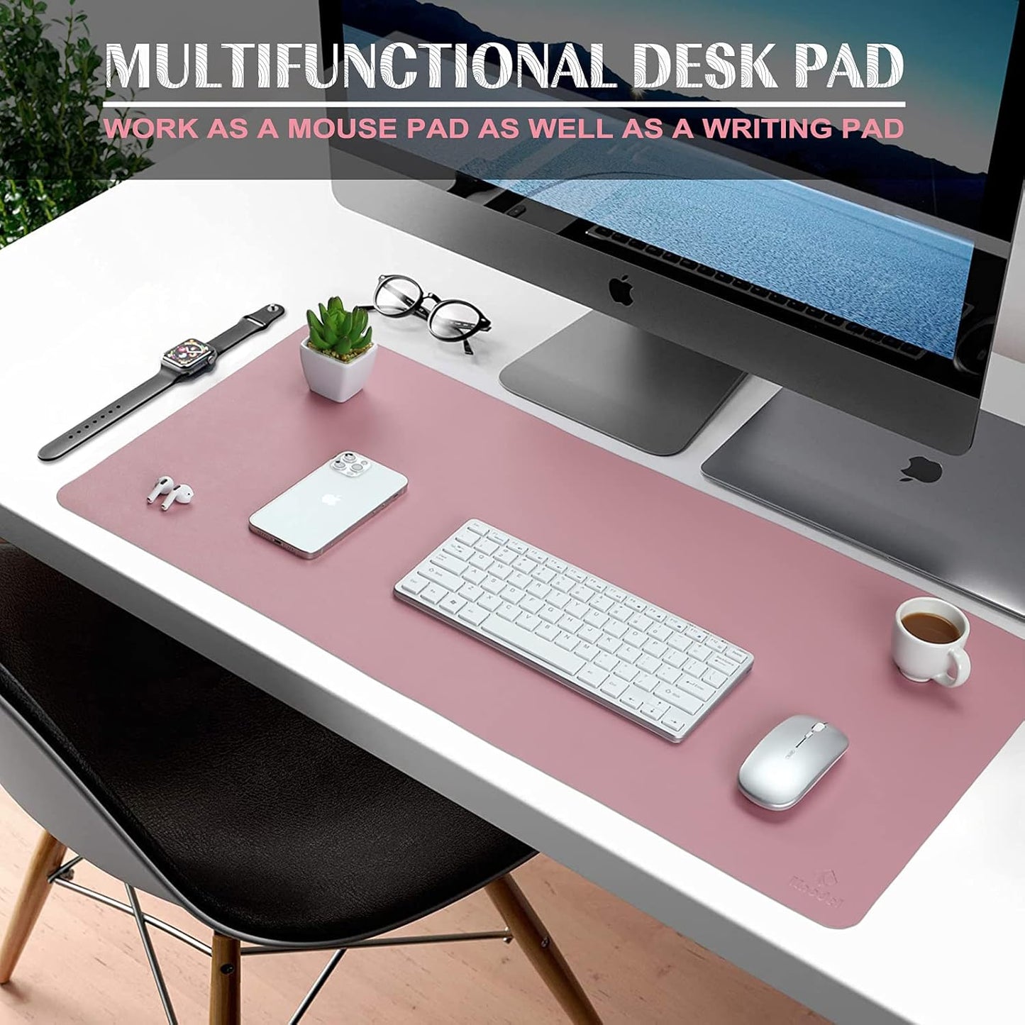 K KNODEL Large Office Leather Desk Mat, Mouse and Keyboard Pad, Computer and Laptop Mat, Desktop Protector and Cover, Writing Pad and Blotter (31.5"x15.7", Purple)