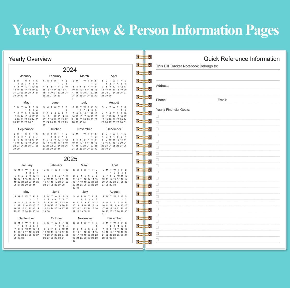 Bill Payment Tracker Notebook - Monthly Bill Organizer & Planner for Personal Budgeting Financial, Payments Checklist Organizer, 5.8" x 8.5", Teal Floral
