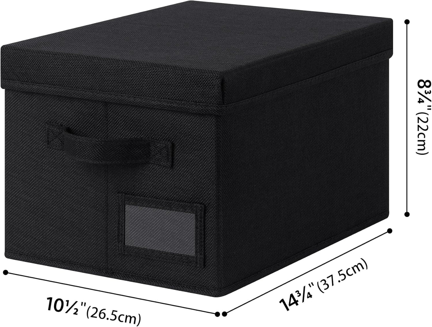 GRANNY SAYS Storage Bins with Lids, Linen Storage Bins for Shelves, Decorative Storage Boxes, Clothes Storage and Organization, Storage Boxes for Organizing, 3-Pack, Black