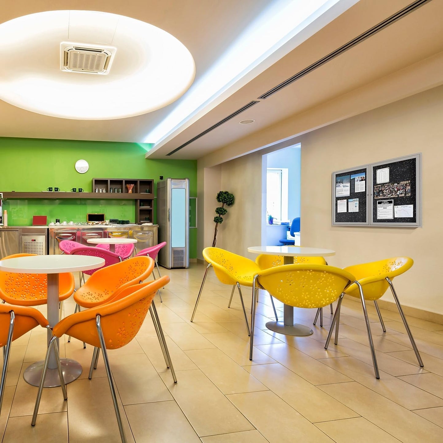 Ghent 48" x 60" 2-Door indoor Enclosed Recycled Rubber Bulletin Board, Shatter Resistant, with Lock, Satin Aluminum Frame,Confetti (PA245TR-CF),Made in the USA