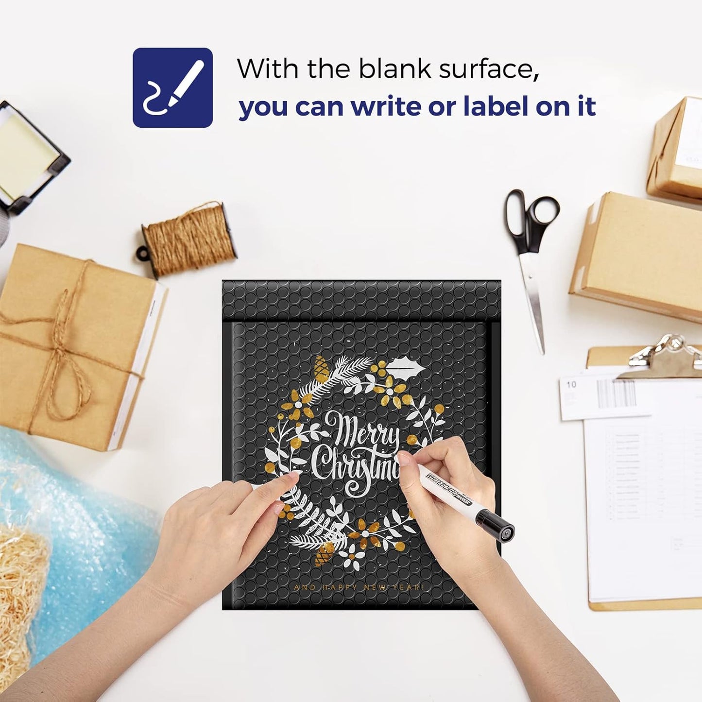 Fuxury Black Bubble Mailers 8.5x12" 40 Pack Medium Padded Envelopes Opaque #2 Bubble Mailer Usable Size 8x11" Thick Padded Mailers for Small Business Mailing Books Clothes Makeup Supplies