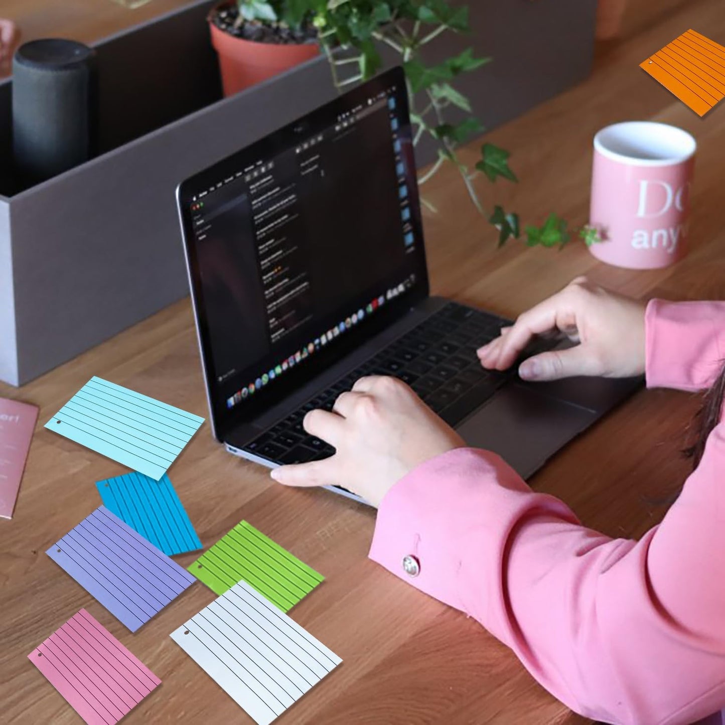 TFLFL Index Paper Cards 3x5 Inch, 1200PCS Flash Cards, Thin Note Cards Paper 8 Colors Ruled Index Cards, Assorted Lined Colored Flashcards, Study Card Memo Scratch Pad for Home Office School