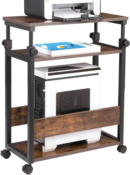 Height Adjustable Computer Tower Stand, Computer & Machine Carts, PC Tower Stand, Printer Stands with Wheels, 24" W x 12" D x 23"-38" H, Holds Up to 132 lbs (Fits Tower Lower Than 19")