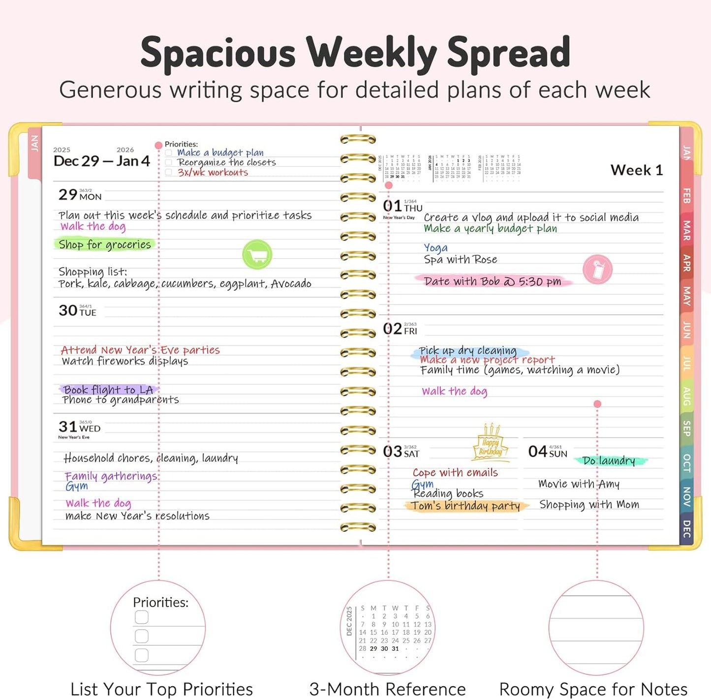 Forvencer Planner 2026-2027, 18 Month Weekly and Monthly Calendar Planner, Jan 2026 -June 2027, 8.5" x 11", Daily Agenda Book with Tabs, College Organizer Notebook, School Supplies for Student Teacher Classroom, A4, Purple