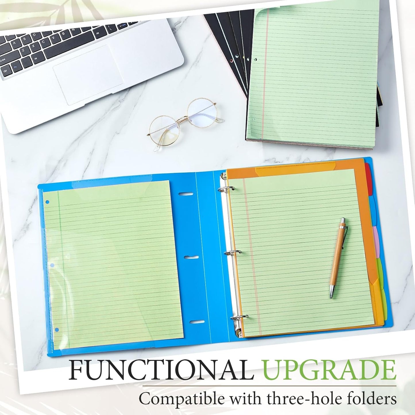 3 Packs 8.5" x 11" Top Spiral Notebook with 3 Hole Punched Legal Pads College Ruled Notepad 50 Sheets Hard Cardboard Paper Wirebound Notepad for Office School Business (Green)