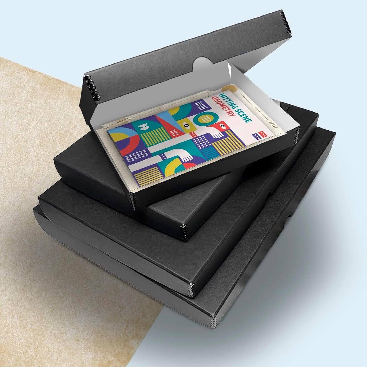 Golden State Art, Archival Folio Storage Box 16x20, Clamshell Design with Metal Edge, Preserve and Store Photos Documents Cards Prints Arts Crafts DIY, Black, Pack of 2