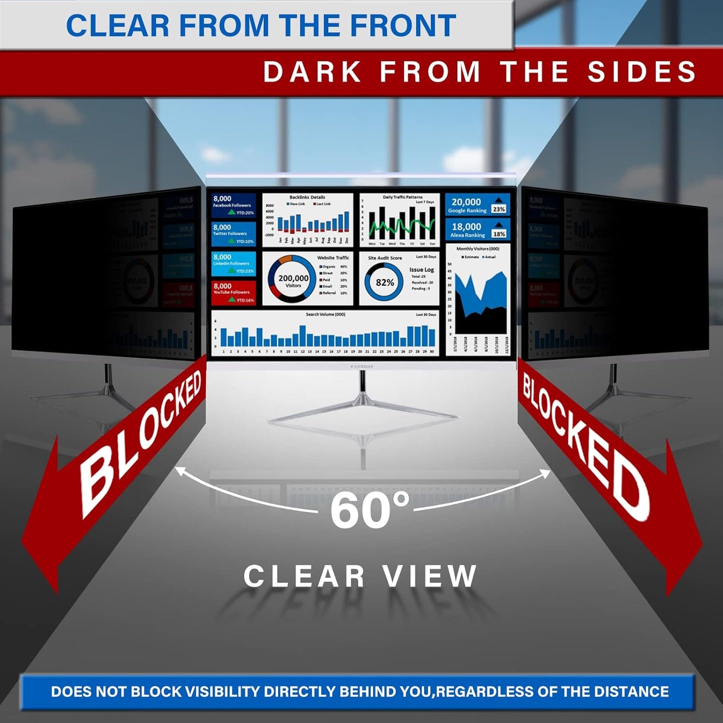 19 Inch 5:4 Computer Privacy Screen Filter for Monitor - Privacy Shield and Anti-Glare Protector (14 13/16" x 11 7/8")