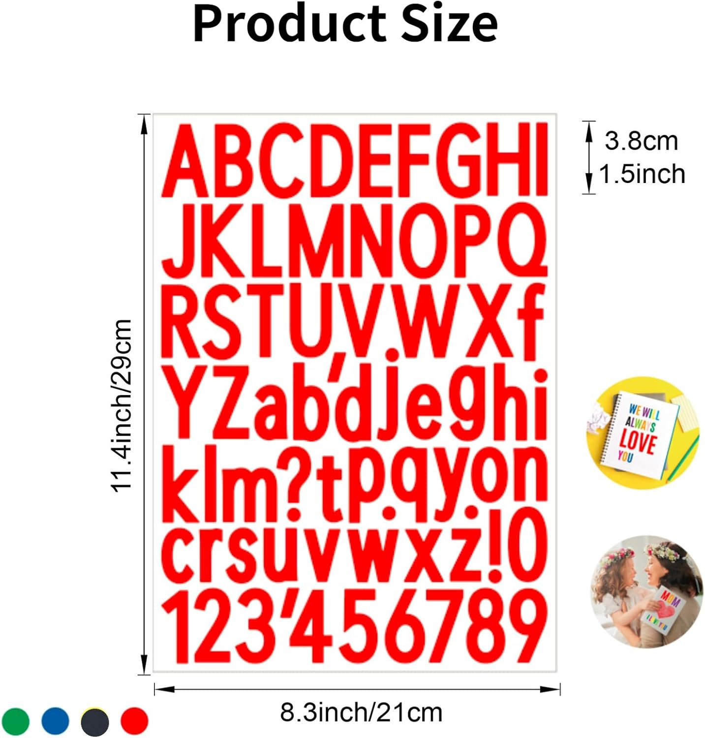 10 Sheets Letter Stickers, Alphabet & Number Stickers, 1.5 inch Vinyl Self-Adhesive, Mailbox Numbers, Cup Labels, Holiday Party Decoration (Red, 1.5 inch)
